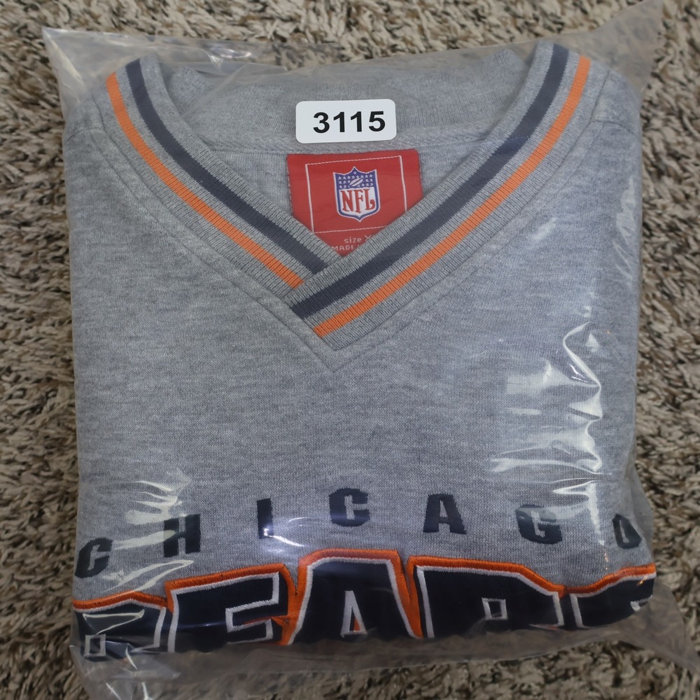 Y2K NFL Chicago Bears Sweatshirt XL Embroidered Grey Cotton Blend - Picture 12 of 12